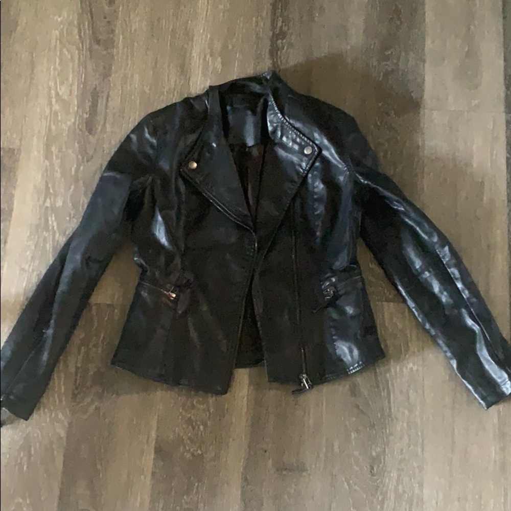 Blank NYC Faux Vegan Leather Black Zip Moto Jacket